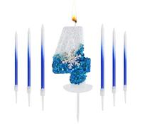 Candeline Compleanno Numeri, 3D Candele Compleanno con Fiocco di Neve, Decorazioni Compleanno con 6 Candele Lunghe in Colori Sfumati, Candela Compleanno per la Decorazione Della Torta