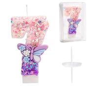 Candeline Compleanno Numeri, 7,2cm Candeline Compleanno Farfalle Candeline per Torta Glitter con Paillettes Topper Decorazioni per Ragazze e Donne Articoli per Feste di Anniversario (Numero 7)