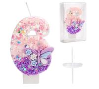 Candeline Compleanno Numeri, 7,2cm Candeline Compleanno Farfalle Candeline per Torta Glitter con Paillettes Topper Decorazioni per Ragazze e Donne Articoli per Feste di Anniversario (Numero 6)