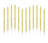 Candeline Compleanno Particolari 12 Pezzi Candele Metalliche Lunghe Sottili Decorazioni Torta (ORO)