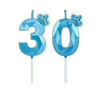 Candeline compleanno particolari con corona, candele compleanno per decorazione torta compleanno, candele compleanno numeri, candele compleanno bambini per feste, matrimony (blu #30)