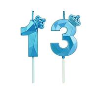Candeline compleanno particolari con corona, candele compleanno per decorazione torta compleanno, candele compleanno numeri, candele compleanno bambini per feste, matrimony (blu #13)