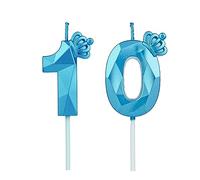 Candeline compleanno particolari con corona, candele compleanno per decorazione torta compleanno, candele compleanno numeri, candele compleanno bambini per feste, matrimony (blu #10)