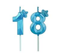 Candeline compleanno particolari con corona, candele compleanno per decorazione torta compleanno, candele compleanno numeri, candele compleanno bambini per feste, matrimony (blu #18)