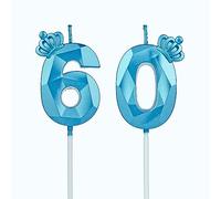 Candeline Compleanno Particolari Con Corona, Numeri per Decorazione Torta, Bambini per Feste, Matrimony (Blu #60)