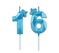 Candeline Compleanno Particolari Con Corona, Numeri per Decorazione Torta, Bambini per Feste, Matrimony (Blu #16)