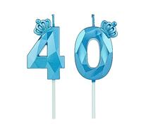 Candeline Compleanno Particolari Con Corona, Numeri per Decorazione Torta, Bambini per Feste, Matrimony (Blu #40)