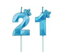 Candeline Compleanno Particolari Con Corona, Numeri per Decorazione Torta, Bambini per Feste, Matrimony (Blu #21)