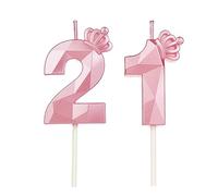 Candeline Compleanno Particolari Con Corona, Numeri per Decorazione Torta, Bambini per Feste, Matrimony (Rosa #21)
