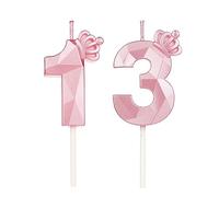 Candeline Compleanno Particolari Con Corona, Numeri per Decorazione Torta, Bambini per Feste, Matrimony (Rosa #13)