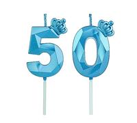 Candeline Compleanno Particolari Con Corona, Numeri per Decorazione Torta, Bambini per Feste, Matrimony (Blu #50)