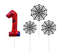 Candeline Compleanno Ragno, Candelina Numeri 1 Anni, Candele Rosse e Blu Con Ragnatela Per Torta, Candele per 1° Compleanno per Ragazze e Ragazzi, Decorazioni per Feste a Tema Ragno