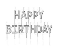Candeline con Buon Compleanno,Particolari Candele di Compleanno con "Happy Birthday" per Decorazione della Torta di Compleanno,Argento