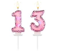 Candeline con Numeri di Compleanno, 7,5cm Farfalla Glitterata Topper per Torta Buon Compleanno Paillettes Rosa Decorazioni per Cupcake con Numeri Nuziali per Anniversario Feste (13)