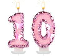 Candeline con Numeri di Compleanno, 7,5cm Farfalla Glitterata Topper per Torta Buon Compleanno Paillettes Rosa Decorazioni per Cupcake con Numeri Nuziali per Anniversario Feste (10)