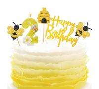 Candeline di compleanno a forma di fiore, candeline con numero 2 e ape per torte