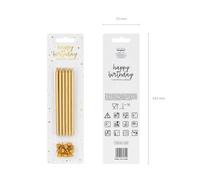 Candeline di compleanno lisce dorate 12,5 cm - 12 pz