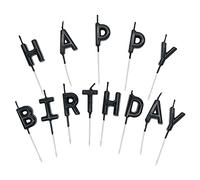Candeline Happy Birthday, Particolari Candele di Compleanno, Cake Topper Decorazioni Torta Candele Decorative per Feste di Compleanno (Nero)
