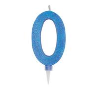 Candeline Numerali glitter vari colori h 15 cm (0, Blu)