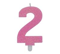 Candeline Numerali glitter vari colori h 15 cm (2, Fucsia)
