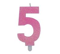 Candeline Numerali glitter vari colori h 15 cm (5, Fucsia)