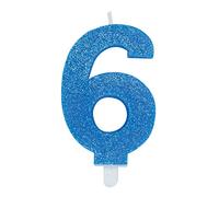 Candeline Numerali glitter vari colori h 15 cm (6, Blu)