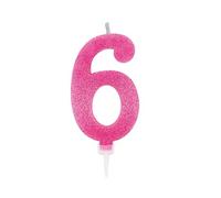 Candeline Numerali glitter vari colori h 15 cm (6, Fucsia)