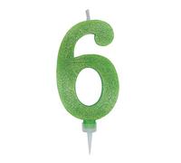 Candeline Numerali glitter vari colori h 15 cm (6, Verde Mela)