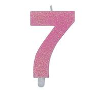 Candeline Numerali glitter vari colori h 15 cm (7, Fucsia)