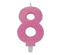 Candeline Numerali glitter vari colori h 15 cm (8, Fucsia)
