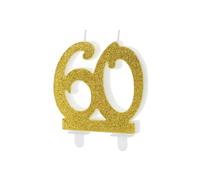 Candeline numerali glitterate per compleanno vari numeri (60 Anni (codice SCU5-50-019))
