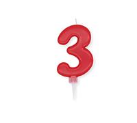 Candeline numerali Plump Rosse Cm. 10 per compleanno vari numeri (3 (74193))