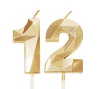 Candeline per torta per 12° compleanno, numero 12 in oro Buon compleanno, decorazioni per torta per ragazzi e ragazze per la festa di compleanno di 12 anni, anniversario di matrimonio
