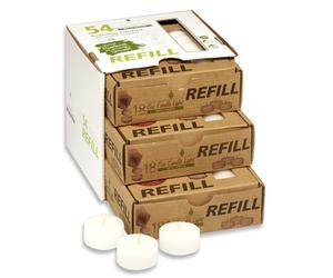 Candelo Set di 54 candele Refill Eco Ambiente, senza custodia, per riempire, senza plastica, senza profumo, 6 ore di durata