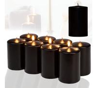Candelo Set di 8 candele di qualità natalizia, colore nero, 4,8 cm x 8 cm, candele natalizie, corona dell'Avvento, decorazione natalizia