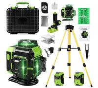 Candeon Livella Laser Autolivellante, 16 Lines 4 x360° Livella Laser Verde Potente con Treppiede Telescopico, 4D livella Laser a Linee Incrociate Dispositivo di Livellament, 3600mAh x 2 Batteria