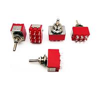 Candeon Mini interruttore a levetta - 5 pezzi MTS-303 Micro interruttore a levetta 9 pin 3 posizioni 120 V/5 A 250 V/2 A Interruttori a pulsante ON-ON DPDT (rosso)