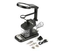 Candeonte USB Electric Salding Iron Workstation con clip per la scheda Luci a Lupe 3x/4.5x/25x (Nero)