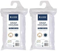 Candide 693572 - Coprimaterasso in cotone, dimensioni: 70 x 140 cm, colore: Bianco (Confezione da 2)