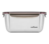 CANDL Cuitisan (Flora) contenitore ermetico per alimenti in acciaio inox con coperchio con chiusura a clip, adatto a forno e microonde, EC7-SS11, rettangolare (25,9cm x 19,5cm x 12,1cm /3600ml)