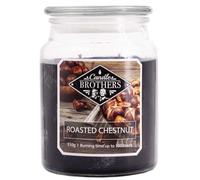Candle Brothers - Candela profumata grande in vetro, 2 stoppini in vetro, candela profumata in legno di sandalo, lunga durata (100 h), colore nero (510 g)