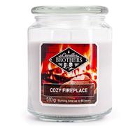 Candle-Brothers Grande candela profumata in barattolo con coperchio | Cozy Fireplace | Candela profumata falò | Candela 2 stoppini | Candela lunga durata | Regalo per donne