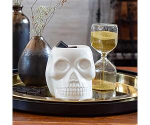 Candle-Brothers Lampada profumata a forma di teschio | lampada profumata per cera profumata | profumo per ambienti con tealight | lampada profumata in ceramica bianca | lampada per ufficio, camera da