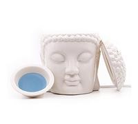 Candle Brothers - Lampada profumata elettrica Buddha, lampada aromatica per cera profumata, fragranza per ambienti, ceramica bianca, ufficio e camera da letto, yoga