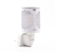 Candle-Brothers Lampada profumata Mandala, lampada aromatica con luce LED, Duroplast e ferro, luce d'atmosfera, bianco/argento