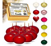 CANDLE HARMONY© Candele galleggianti 12 PEZZI Ø 40 mm con petali di rosa 2x GRATIS Colori festivi Candela galleggiante Candele di Natale Compleanno San Valentino Pasqua Candles (Rosso)