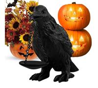 Candle Holder - Lampada in resina Raven con display a candela, Spooky Decorative Centerpiece for Halloween Setup | Scary Statue Accent for Table Kitchen Events, Haunted House Ornament F0r Living Room
