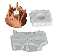 Candle Holder Mold Silicone - 6.92in Concrete Casting Mould | House Shape Non-Stick Candlestick Base Tray Mold For DIY Resin Plaster Craft Art, Flexible Tea Light Casting Tool, Translucent