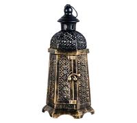 Candle Holder - Moroccan Style Design, Vintage Metal Construction, Decorative Candle Stand, Rustic Farmhouse Look | For Table Decor Home Living Room Dining Decoration Ambient Lighting