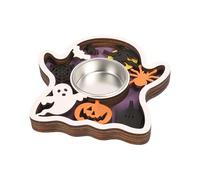 Candle Holder - Portacandele | Pumpkin Ghost Candle Holder | Wooden Table Centerpieces Halloween Decorations For Home Decor Party Living Room Bedroom Farmhouse | 10,5 x 10,5 cm
